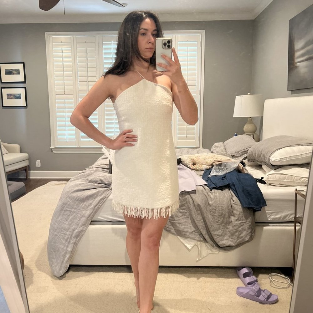 MANGO Women's Pearl Textured Dress